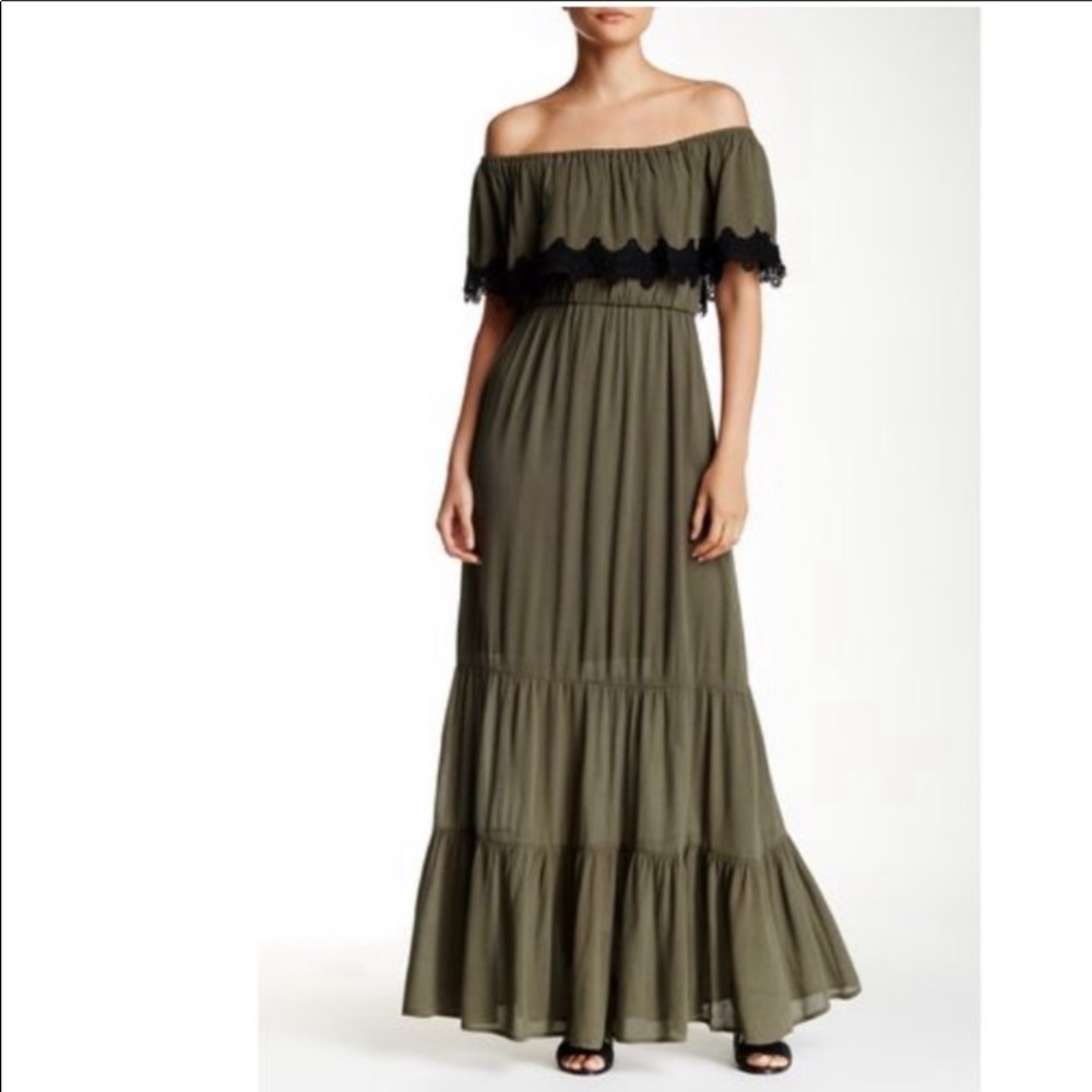 NWT Romeo Juliet off shoulder army green maxi M